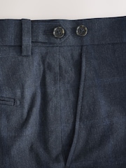 Navy Regular Fit N. Premium Windowpane Check Italian Cotton Blend Suit Trousers - Image 10 of 10