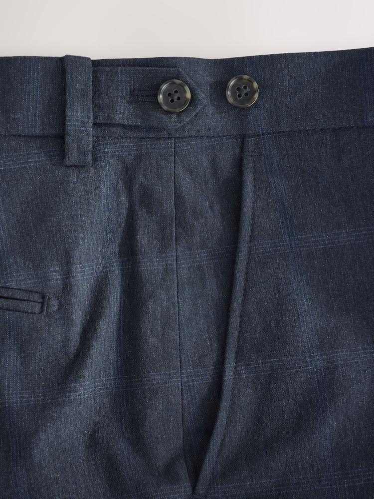 Navy Regular Fit N. Premium Windowpane Check Italian Cotton Blend Suit Trousers - Image 10 of 10 Navy Regular Fit N. Premium Windowpane Check Italian Cotton Blend Suit Trousers - Image 10 of 10