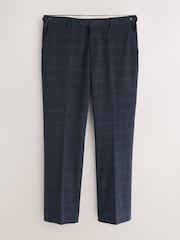 Navy Regular Fit N. Premium Windowpane Check Italian Cotton Blend Suit Trousers - Image 5 of 10