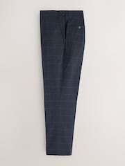 Navy Regular Fit N. Premium Windowpane Check Italian Cotton Blend Suit Trousers - Image 6 of 10