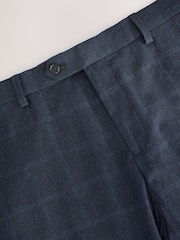 Navy Regular Fit N. Premium Windowpane Check Italian Cotton Blend Suit Trousers - Image 8 of 10