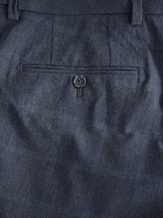 Navy Regular Fit N. Premium Windowpane Check Italian Cotton Blend Suit Trousers - Image 9 of 10