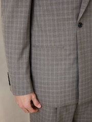 Brown Loose Fit Double Breasted Wool Blend Check Suit Jacket - Image 6 of 14