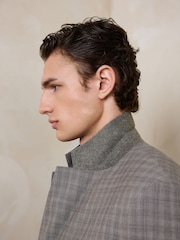 Brown Loose Fit Double Breasted Wool Blend Check Suit Jacket - Image 7 of 14