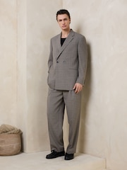 Brown Loose Fit Wool Blend Check Suit Trousers - Image 3 of 10