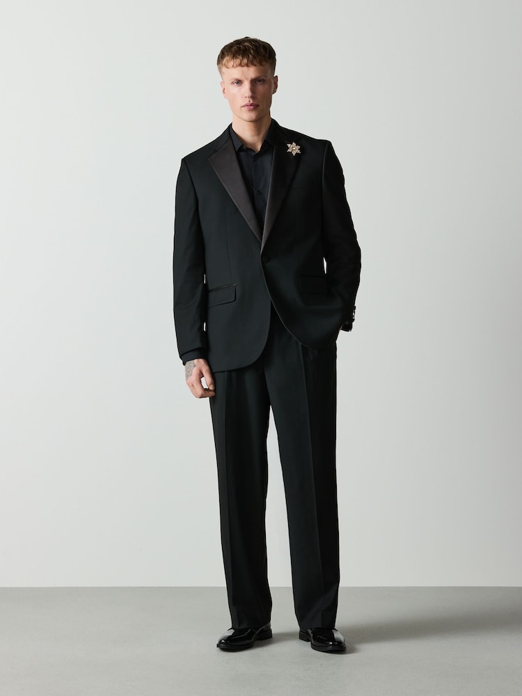 أسود - سترة بدلة توكسيدو بقصة فضفاضة - صورة 2 من 12