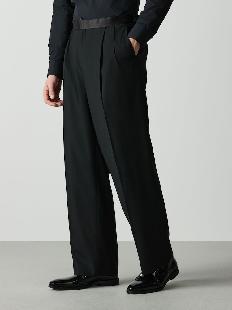 أسود - Loose Fit Tuxedo Suit Trousers - صورة 1 من 6