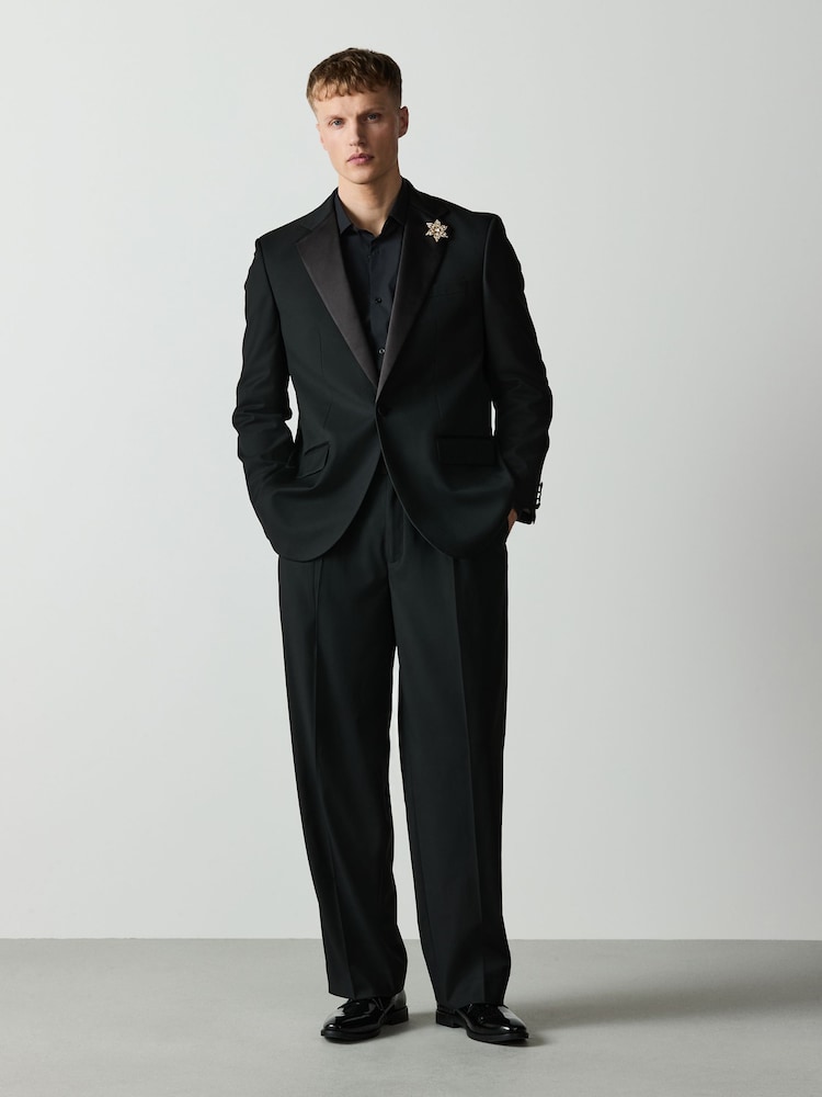 أسود - Loose Fit Tuxedo Suit Trousers - صورة 2 من 6
