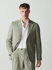 Sage Green Loose Fit Textured Suit Jacket - Image 1 of 14