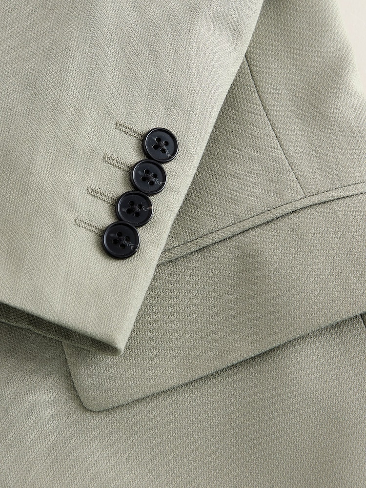 Sage Green Loose Fit Textured Suit Jacket - Image 14 of 14