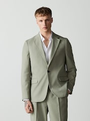 Sage Green Loose Fit Textured Suit Jacket - Image 2 of 14