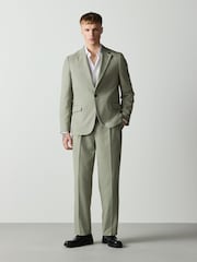 Sage Green Loose Fit Textured Suit Jacket - Image 3 of 14