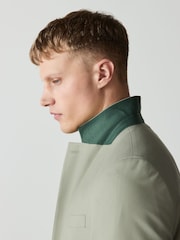 Sage Green Loose Fit Textured Suit Jacket - Image 4 of 14