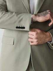 Sage Green Loose Fit Textured Suit Jacket - Image 6 of 14