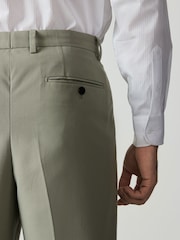 Sage Green Loose Fit Textured Suit Trousers - Image 3 of 10