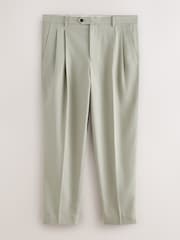 Sage Green Loose Fit Textured Suit Trousers - Image 6 of 10