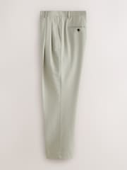 Sage Green Loose Fit Textured Suit Trousers - Image 7 of 10