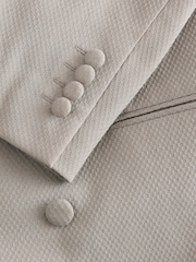 Grey Tailored Fit Double Breasted Textured Suit Jacket With Brooch - Image 12 of 12