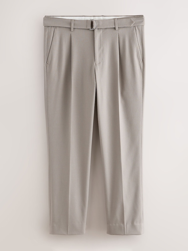 Grey Tailored Fit Textured Suit Trousers - Image 1 of 5