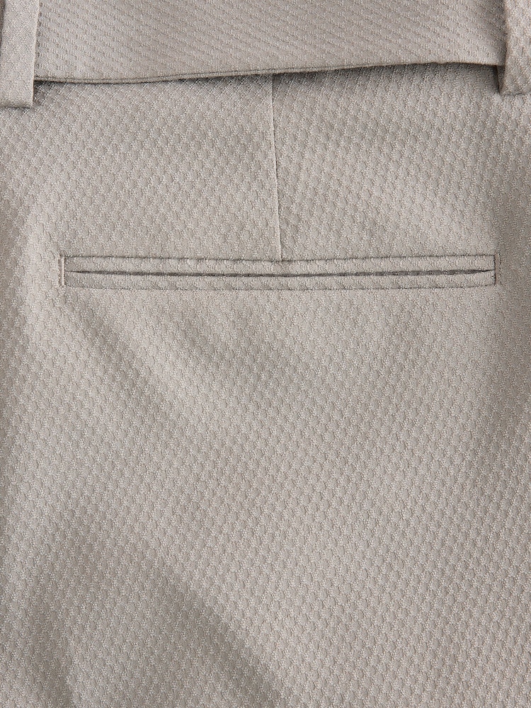 Grey Tailored Fit Textured Suit Trousers - Image 5 of 5