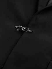 أسود - سترة بدلة بقصة فضفاضة وملمس بارز مع إغلاق معدني بمشبك تصميم رجال الإطفاء - صورة 7 من 8