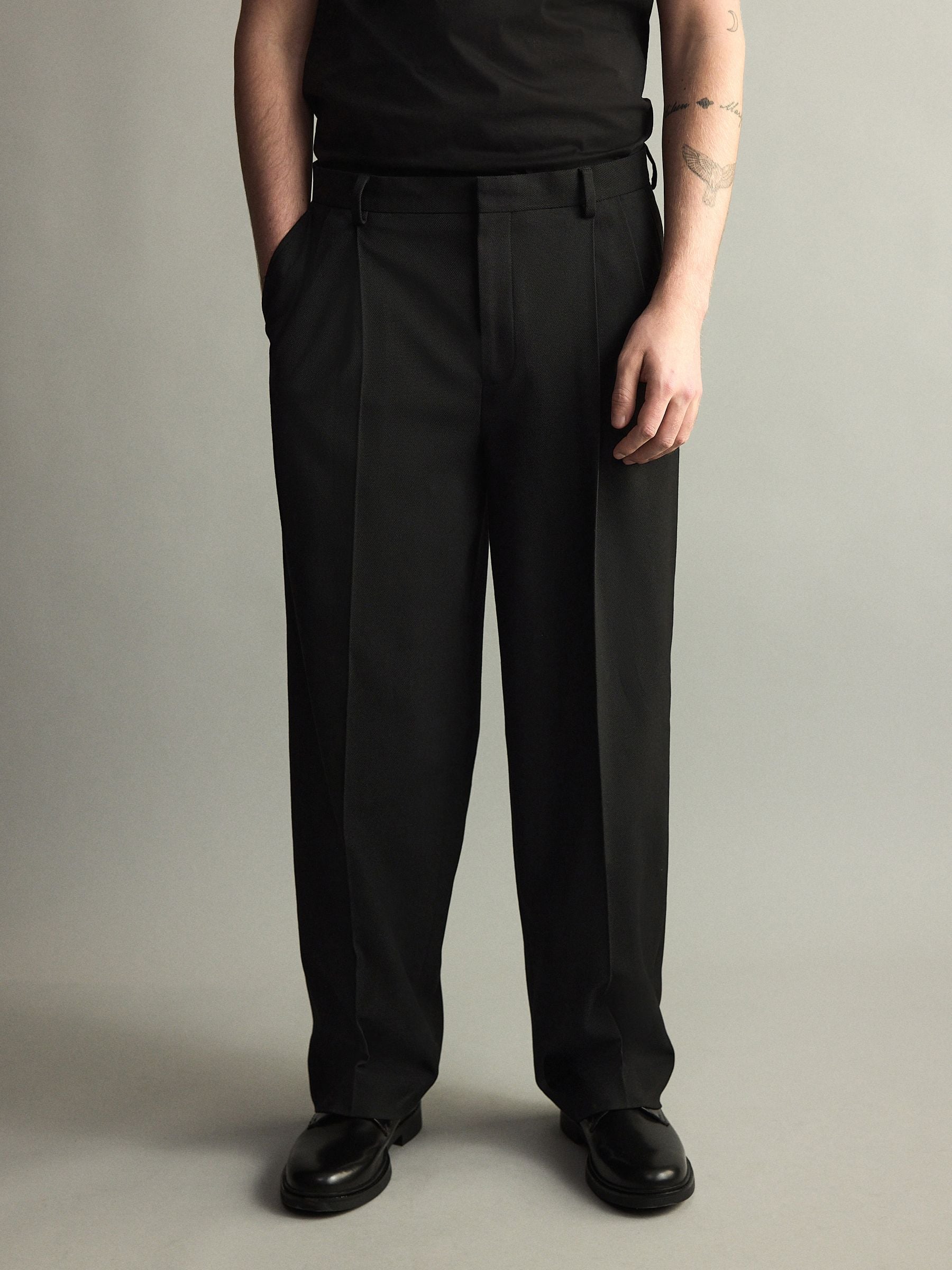 Buy Black Loose Fit Textured Suit Trousers from Next USA
