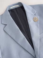 أزرق فاتح - Loose Fit Suit Jacket With Brooch - Image 10 of 13