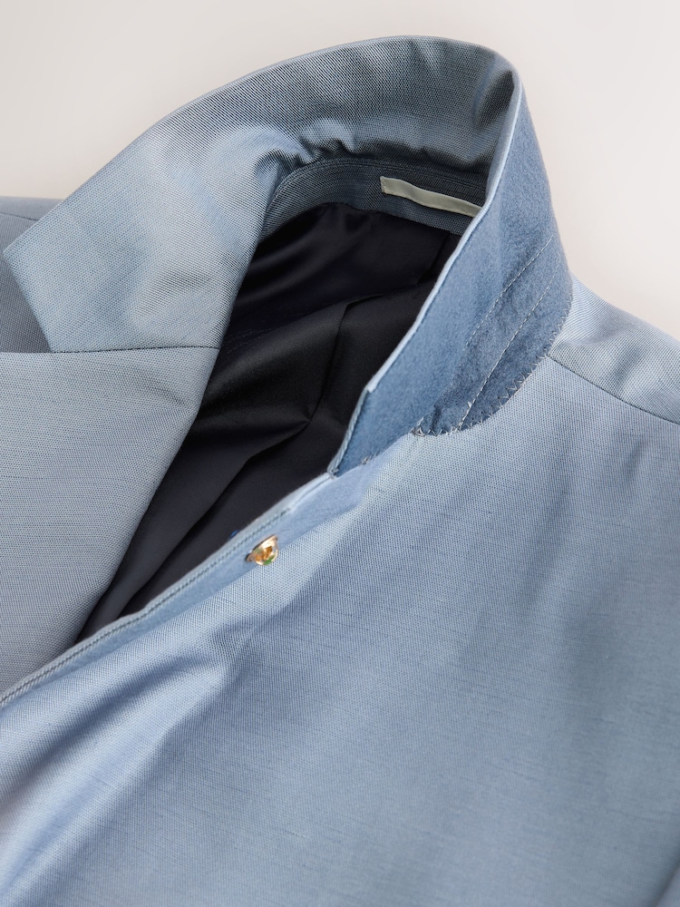 Light Blue Loose Fit Suit Jacket With Brooch - Image 12 of 12