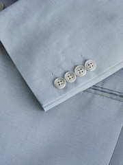 أزرق فاتح - Loose Fit Suit Jacket With Brooch - Image 13 of 13