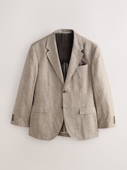 Neutral Regular Fit 100% Linen Stripe Suit Jacket - Image 15 of 20