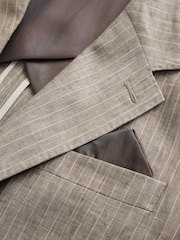 Neutral Regular Fit 100% Linen Stripe Suit Jacket - Image 19 of 20