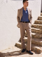 Neutral Regular Fit 100% Linen Stripe Suit Jacket - Image 4 of 20