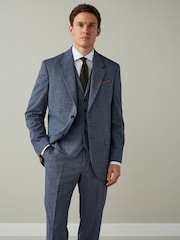 Blue Regular Fit Contrast Fabric Detail Suit Jacket - Image 1 of 4