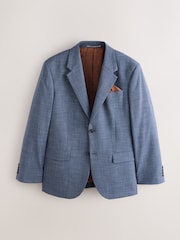 Blue Regular Fit Contrast Fabric Detail Suit Jacket - Image 5 of 10