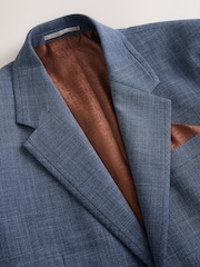 Blue Regular Fit Contrast Fabric Detail Suit Jacket - Image 6 of 10