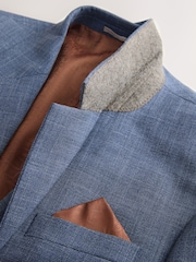 Blue Regular Fit Contrast Fabric Detail Suit Jacket - Image 7 of 10