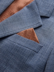 Blue Regular Fit Contrast Fabric Detail Suit Jacket - Image 8 of 10