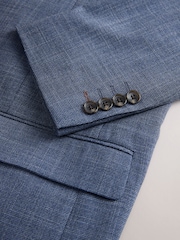 Blue Regular Fit Contrast Fabric Detail Suit Jacket - Image 9 of 10