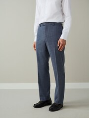 Blue Regular Fit Contrast Fabric Detail Suit Trousers - Image 1 of 4
