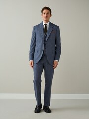 Blue Regular Fit Contrast Fabric Detail Suit Trousers - Image 2 of 4