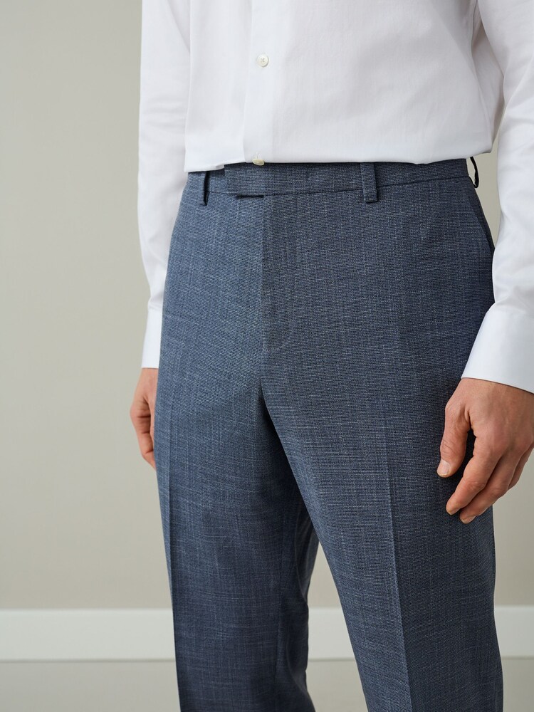 Blue Regular Fit Contrast Fabric Detail Suit Trousers - Image 4 of 4 Blue Regular Fit Contrast Fabric Detail Suit Trousers - Image 4 of 4