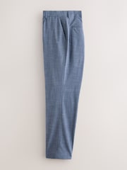 أزرق - بنطلون بدلة تلبيس قياسي بتفاصيل قماش متباين - صورة 6 من 9