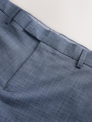 أزرق - بنطلون بدلة تلبيس قياسي بتفاصيل قماش متباين - صورة 8 من 9