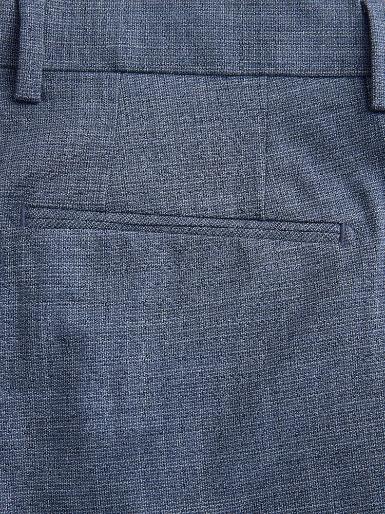 أزرق - بنطلون بدلة تلبيس قياسي بتفاصيل قماش متباين - صورة 9 من 9