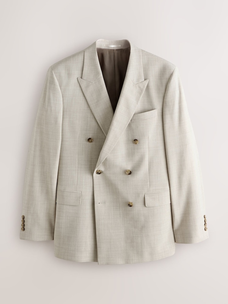 Ουδέτερο - N.Premium Tailored Fit Double Breasted Wool Blend Motion Flex Marl Texture Suit Jacket - Εικόνα 1 από 6 Ουδέτερο - N.Premium Tailored Fit Double Breasted Wool Blend Motion Flex Marl Texture Suit Jacket - Εικόνα 1 από 6