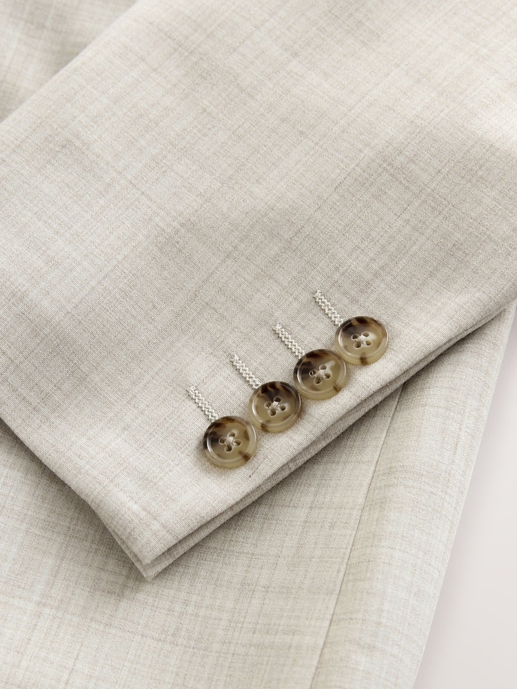 Neutral N.Premium Tailored Fit Double Breasted Wool Blend Motionflex Marl Texture Suit Jacket - Image 11 of 11