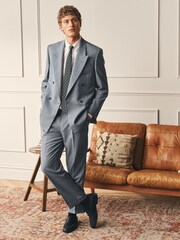 Light Grey Archive Prince Of Wales Wool Blend Double Breasted Check Suit Jacket - Image 2 of 12
