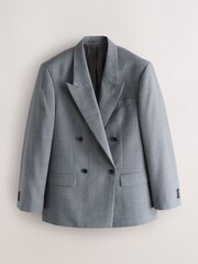 Light Grey Archive Prince Of Wales Wool Blend Double Breasted Check Suit Jacket - Image 7 of 12
