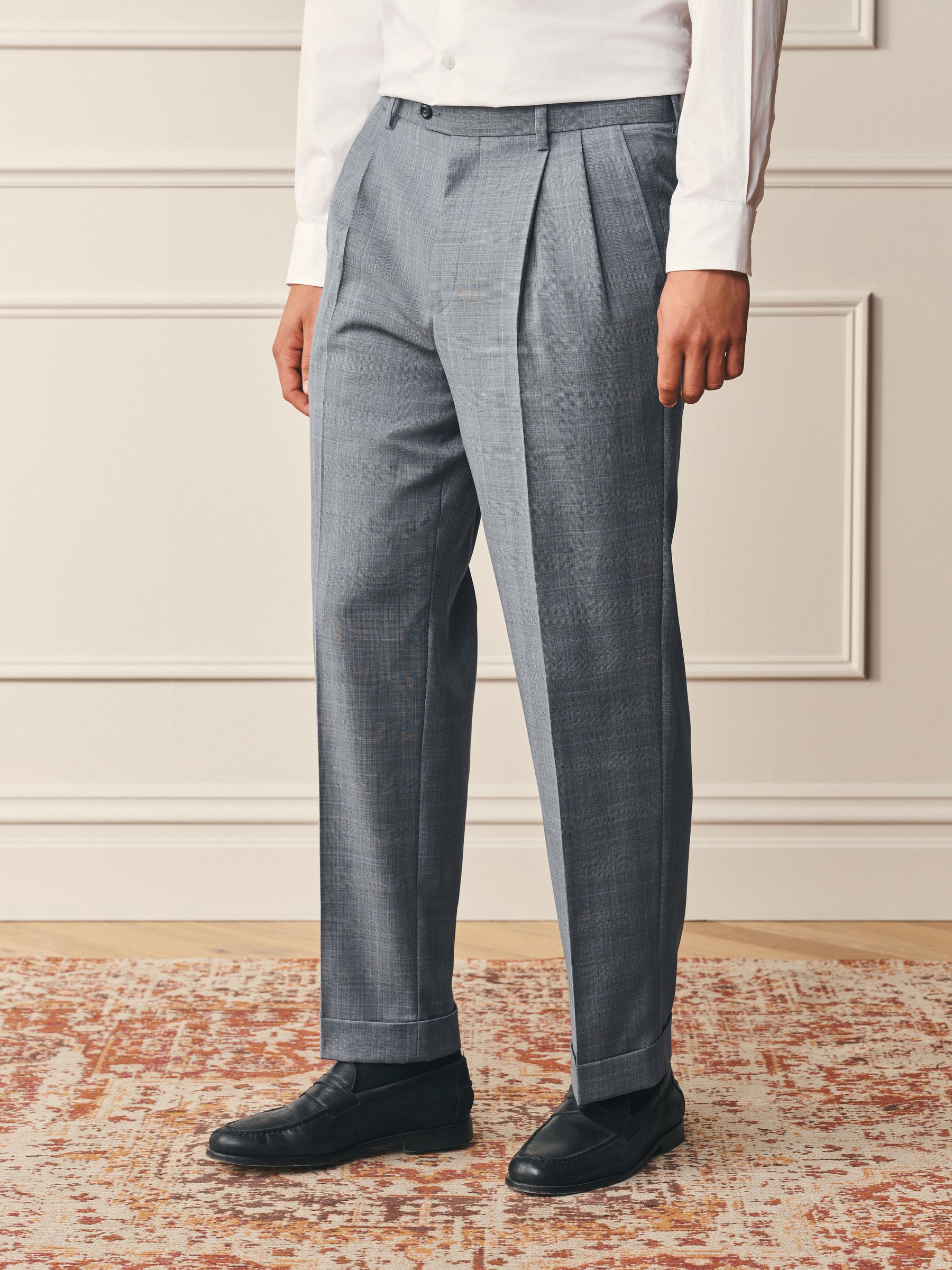 Buy Light Grey Relaxed Fit Archive Prince Of Wales Wool Blend