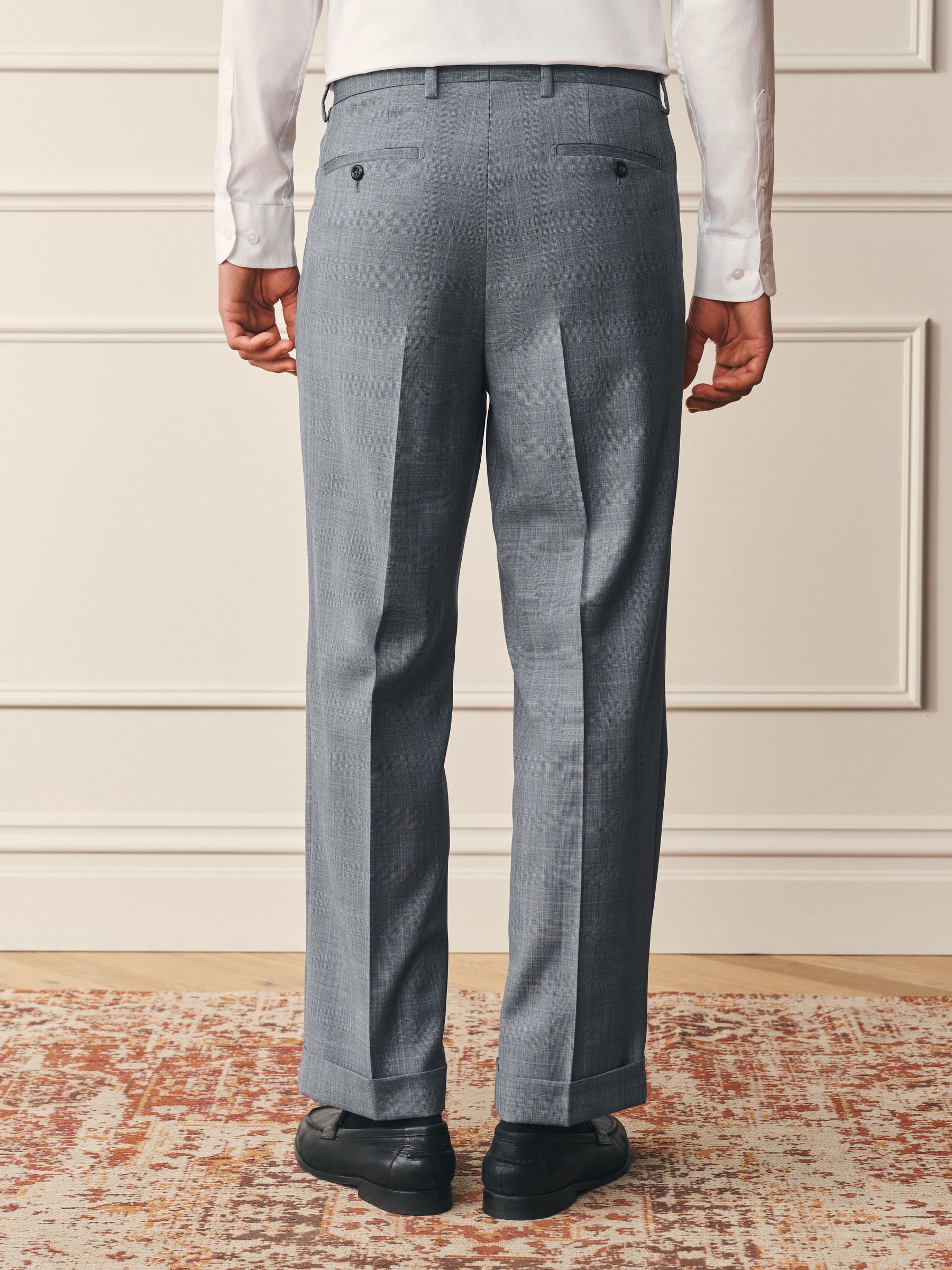 Buy Light Grey Relaxed Fit Archive Prince Of Wales Wool Blend